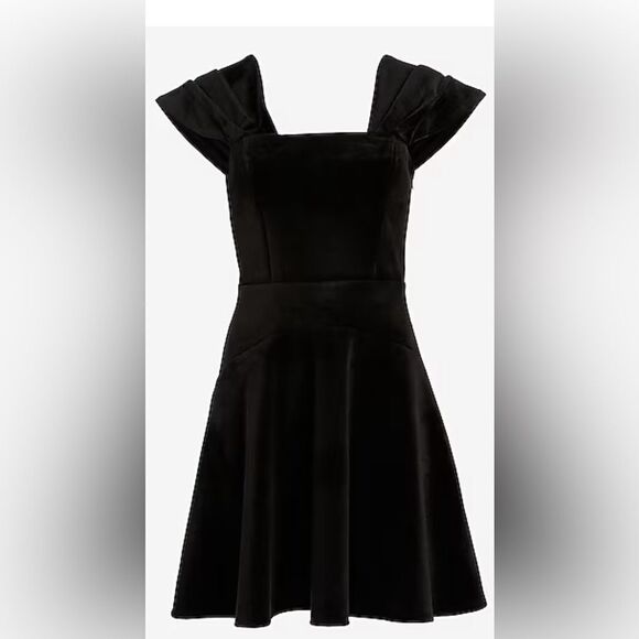 Express Dresses & Skirts - EXPRESS Velvet Off The Shoulder Mini Fit And Flare Dress